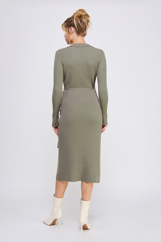 Gina Gauge Wrap Sweater Dress
