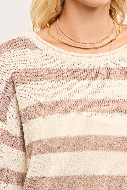 Boat Neck Striped Sweater
