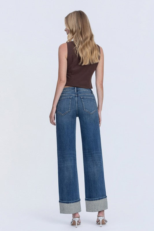 Flying Monkey Mid-Rise Mineral Silver Cuffed Jeans
