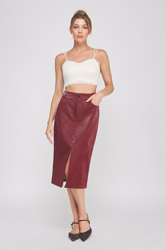 Sophia Snake Leather Skirt