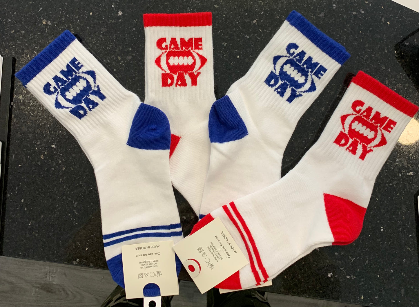 Game Day Socks in Red or Blue"
