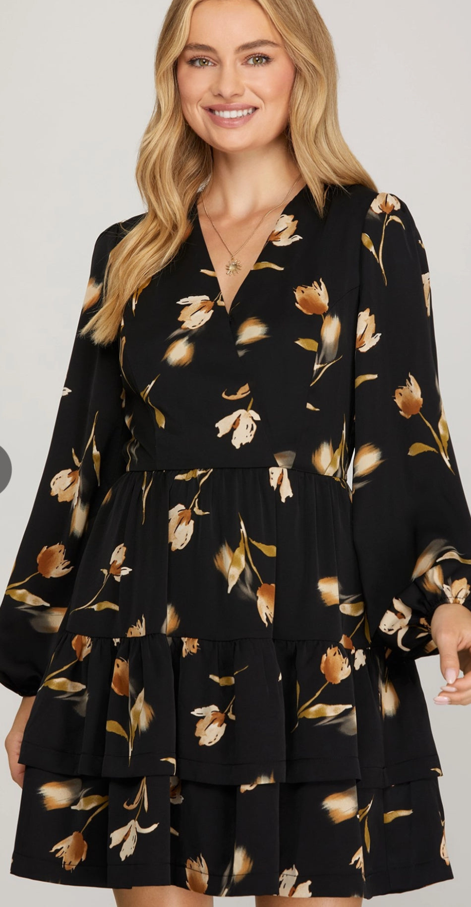 Autumn Flowers Tiered Dress
