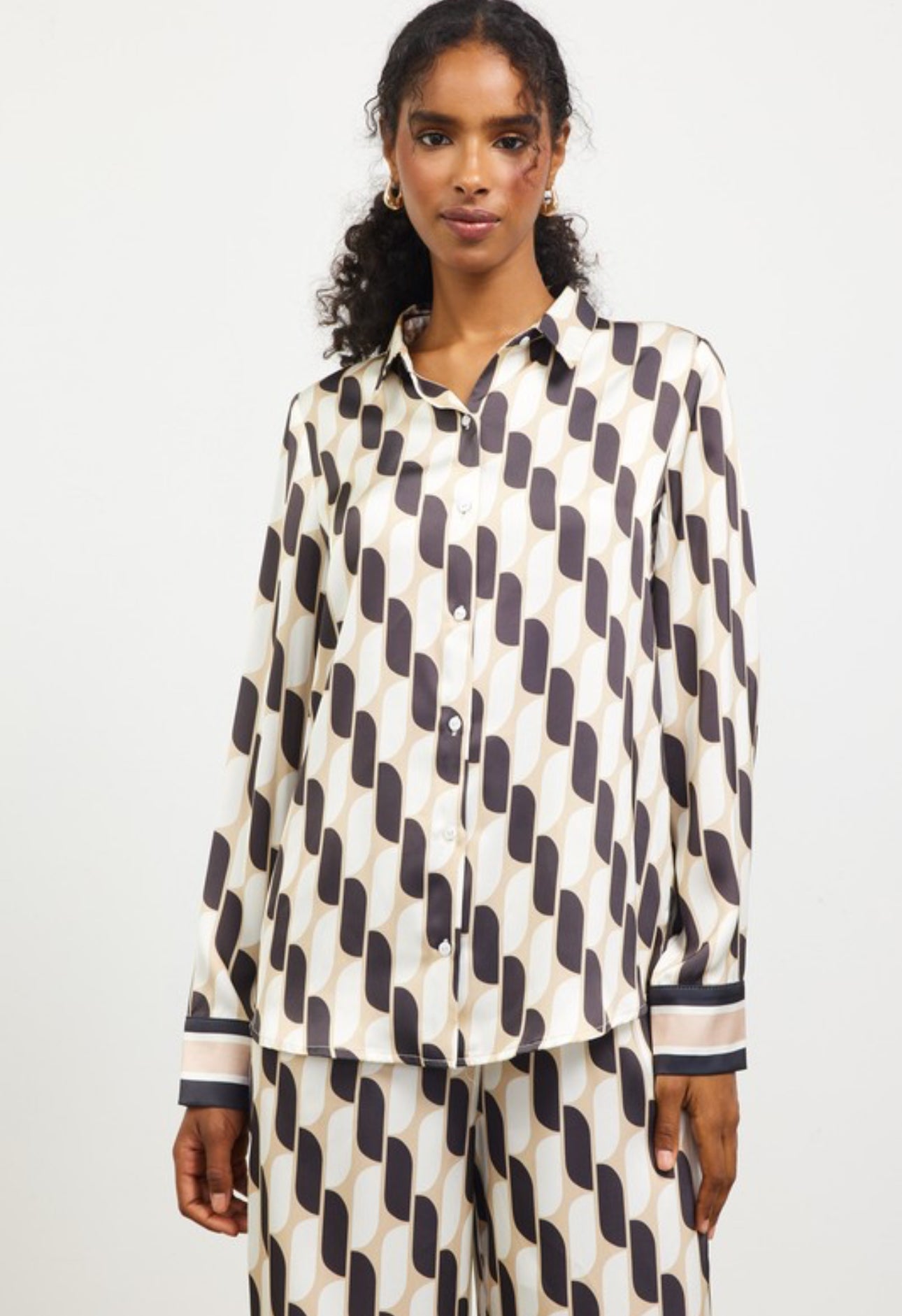 Printed Button Down Blouse