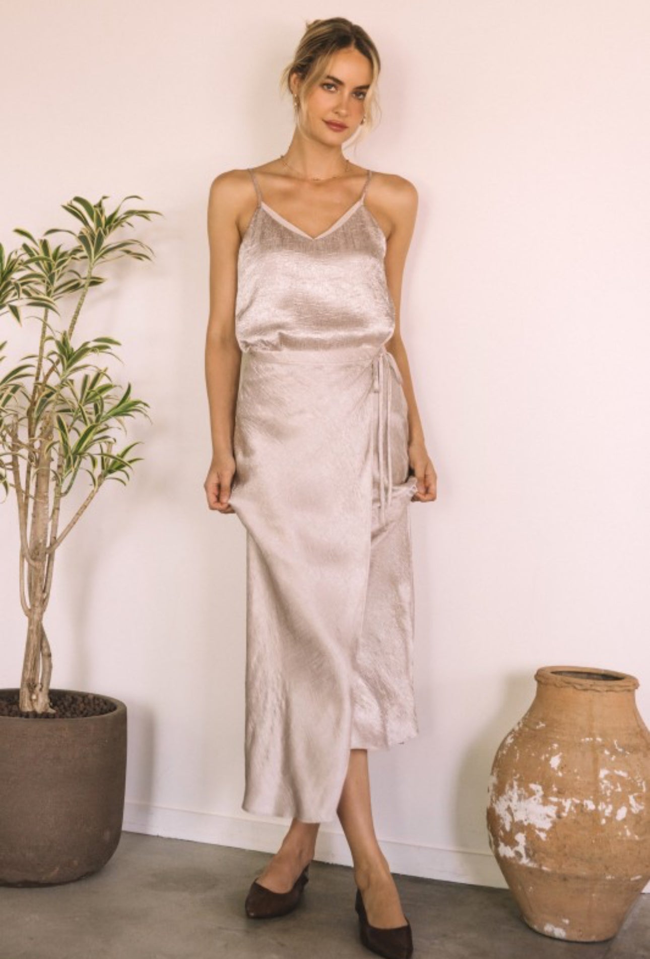 Cheers Satin Midi Skirt