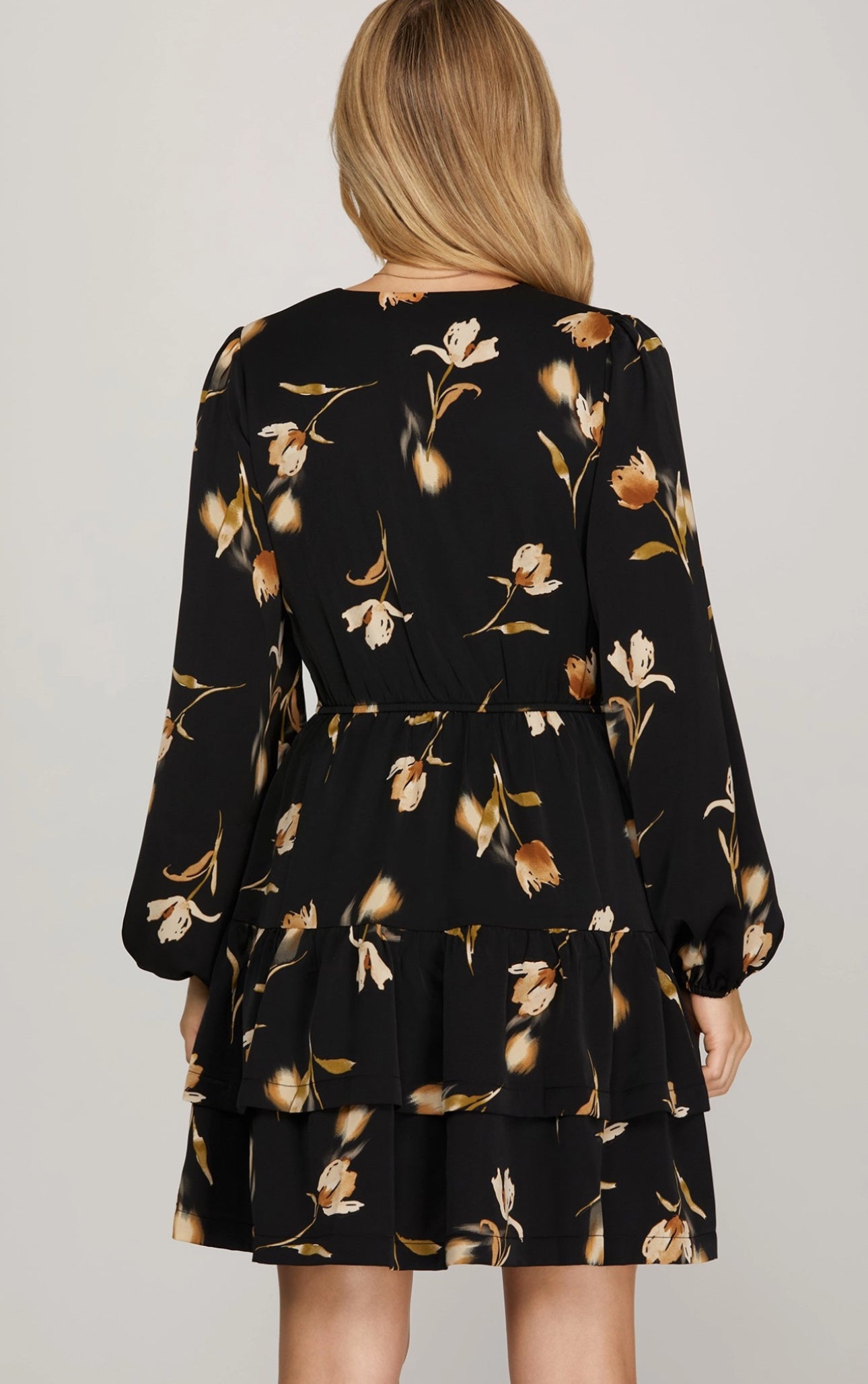 Autumn Flowers Tiered Dress