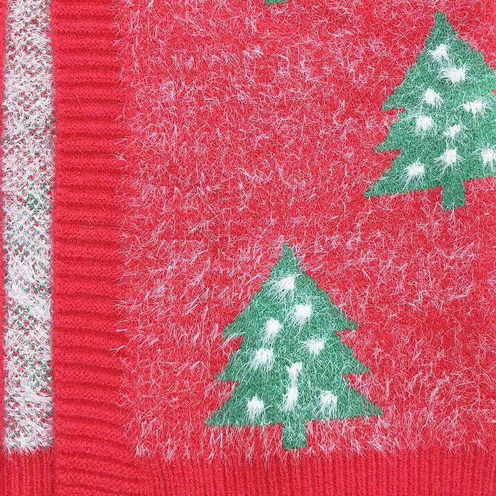 Girls Red Christmas Tree Long Sleeve Sweaters