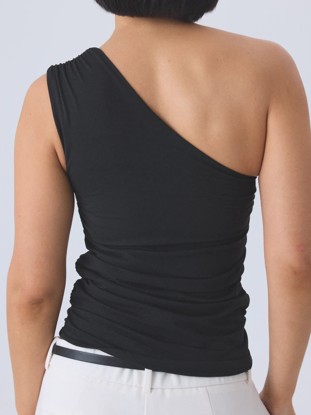 Solid Ruched One Shoulder