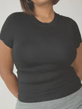 Solid Crew Neck Braless T-Shirt