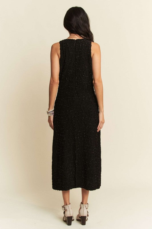 Golden Textured Midi Dress