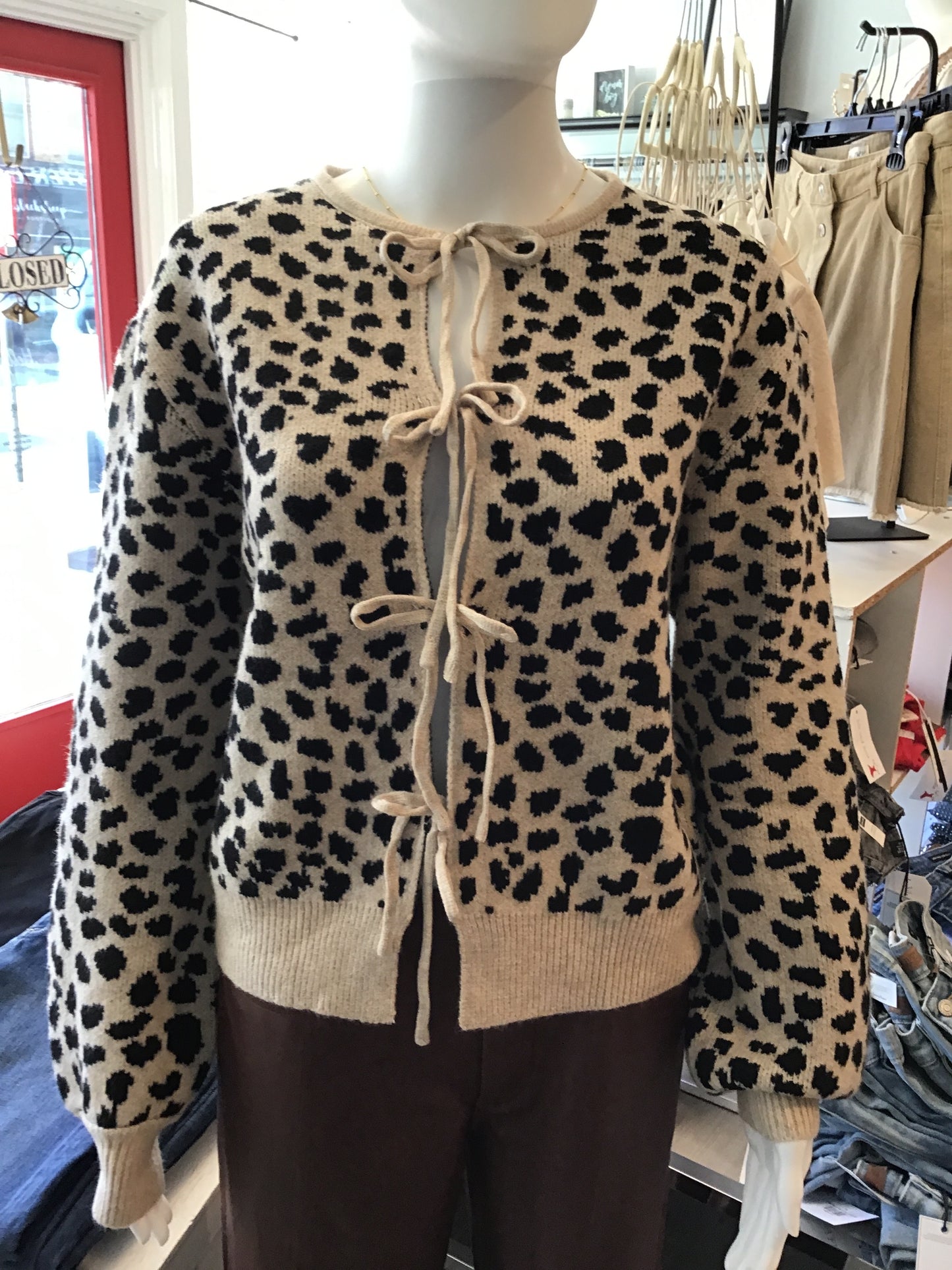 Carly Tie Animal Print Cardigan