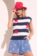 Stars and Stripes Knit Sweater Vest