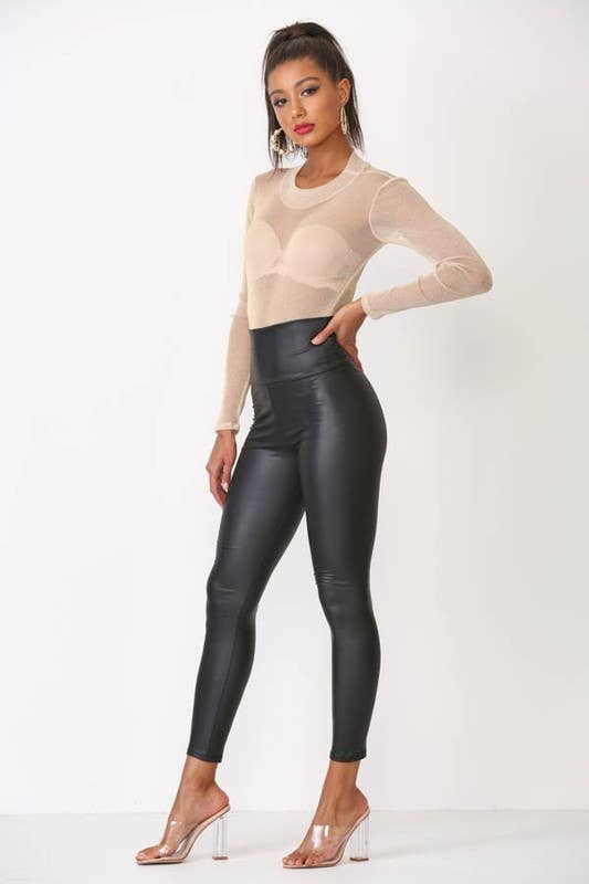 High waist faux leather legging