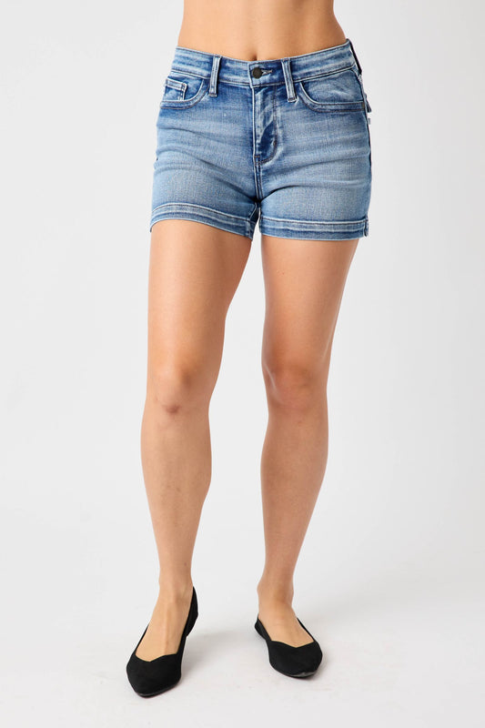 Judy Blue HR Heavy Contrast Faux Flap Pocket Shorts