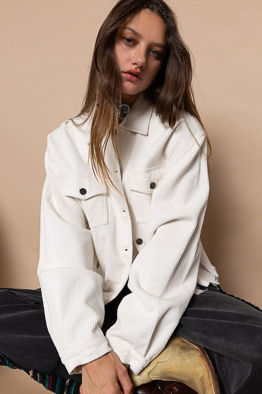 Creme Brulee Corduroy Jacket In White