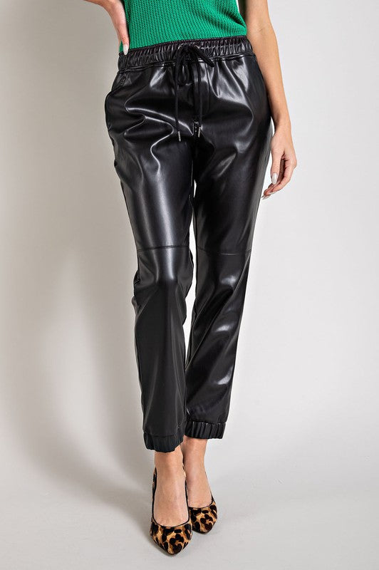 Ultimate Fit Faux Leather Drawstring Pants