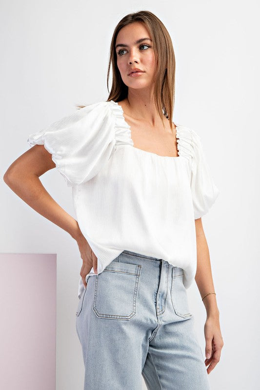 Rita Solid Blouse in Black and Off White