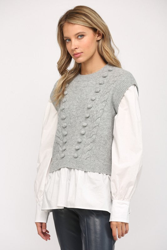 Pom Pom Twofer Sweater