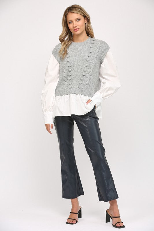 Pom Pom Twofer Sweater