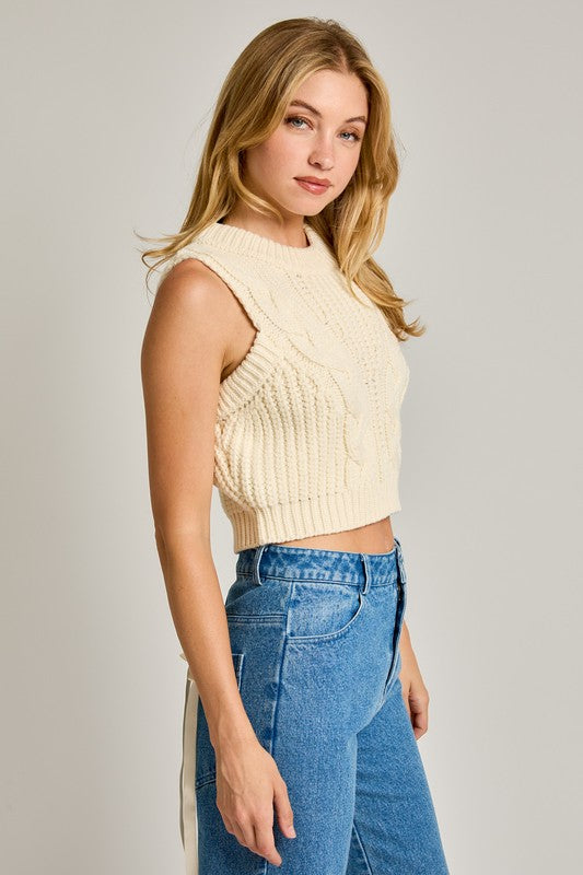 Sarah Sleeveless Cable Sweater