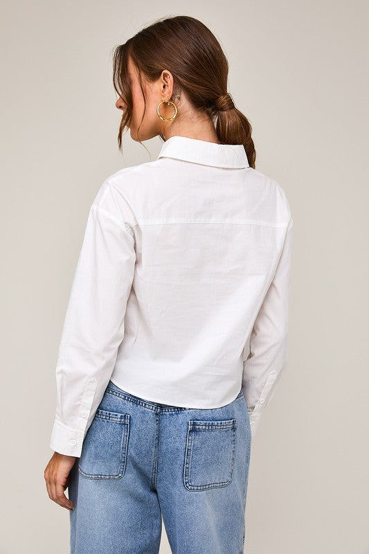 Polly Long Sleeve Poplin Crop Shirt