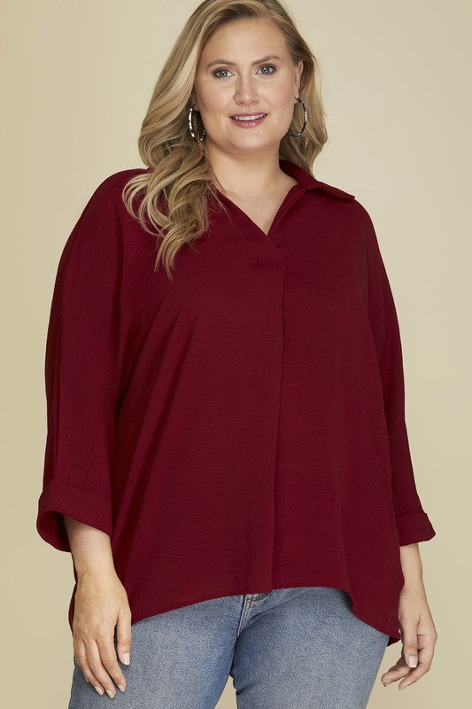 Merlot Woven Top in Curvy