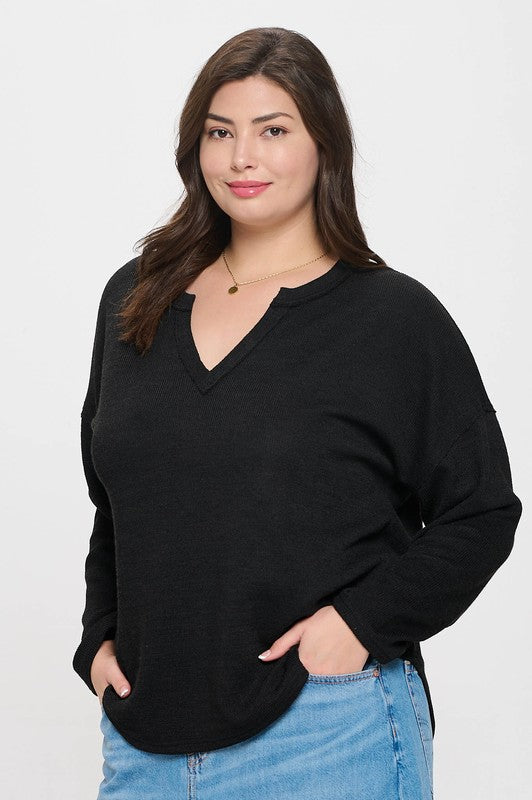 Curvy Nina Notch Neck Top