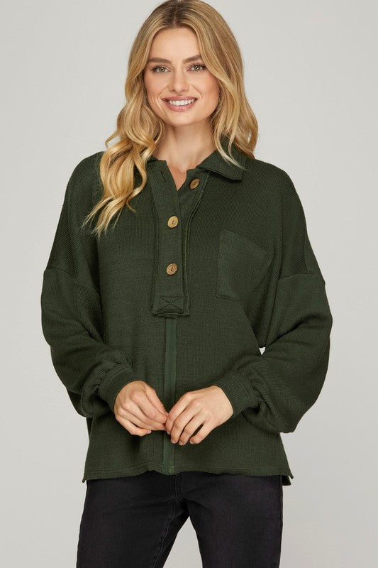 Bea Button Collard Top