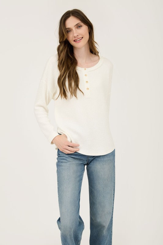 Elsie Waffle Knit Henley