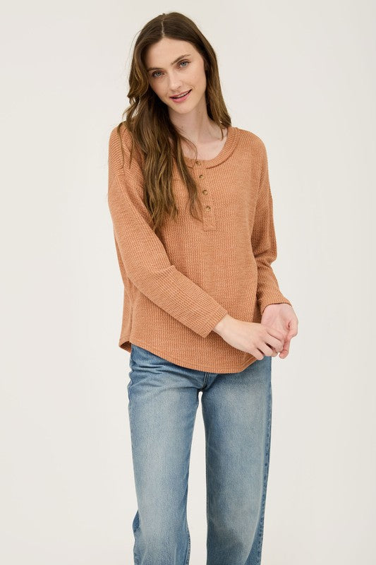 Elsie Waffle Knit Henley