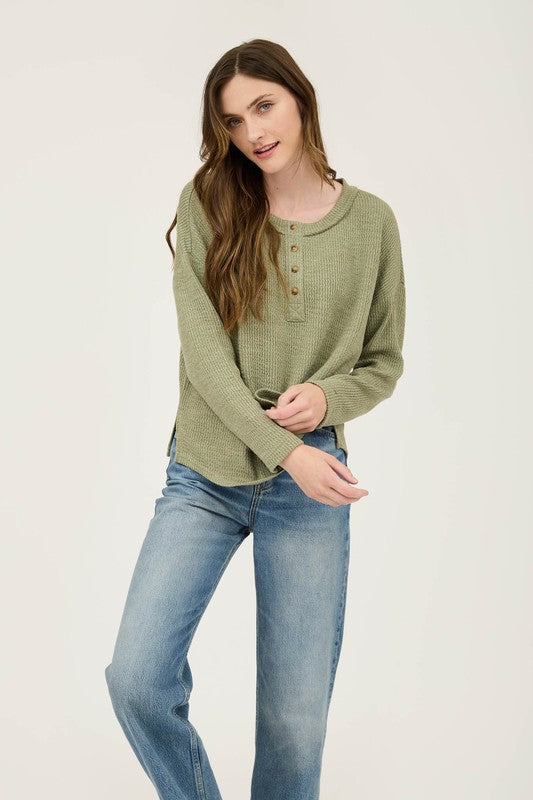 Elsie Waffle Knit Henley