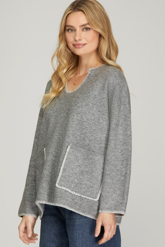 Colleen Contrast Stitch Sweater