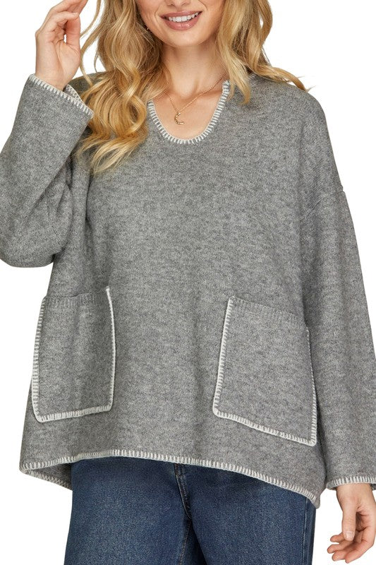 Colleen Contrast Stitch Sweater