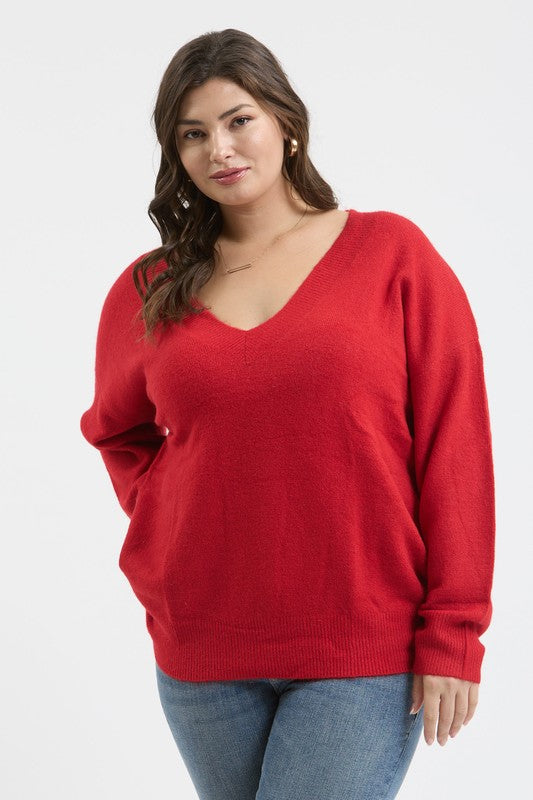 Curvy Dori Drop Shoulder Sweater