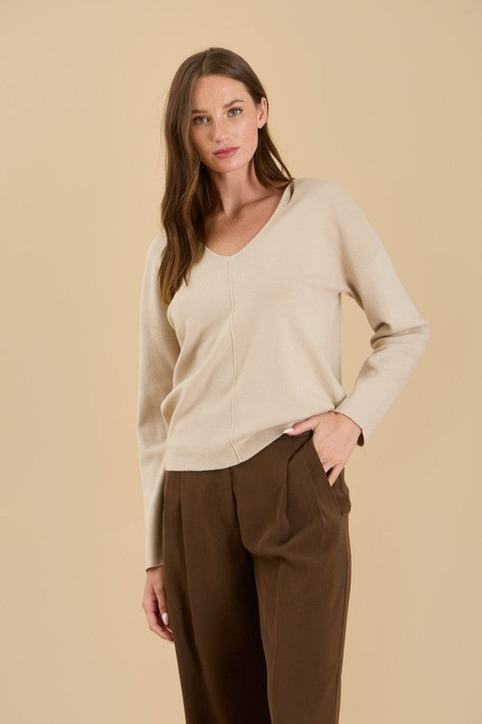 Solid Front Seam Sweater