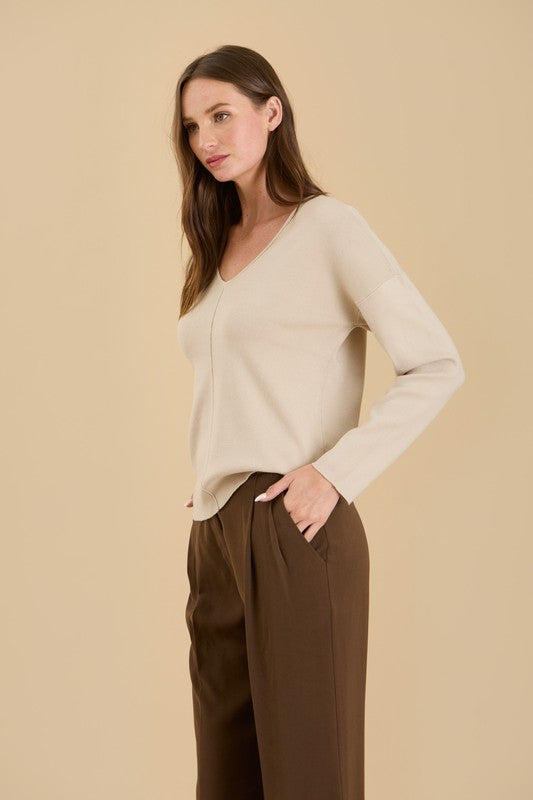 Solid Front Seam Sweater