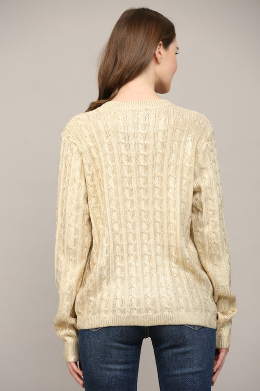 Fiona Foil Cable Knit Sweater