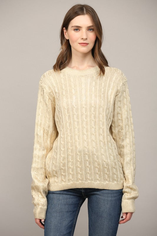 Fiona Foil Cable Knit Sweater