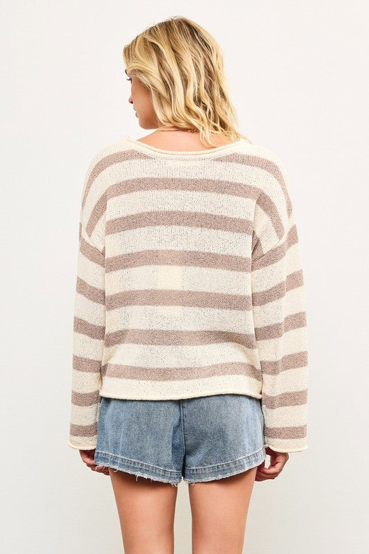 Boat Neck Striped Sweater