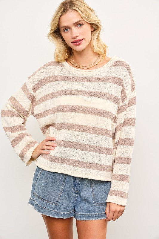 Boat Neck Striped Sweater