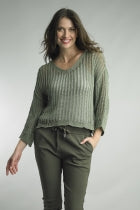 Tempo Paris Olive Crochet Top OS