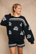 Fall Roses Floral Pullover Sweater