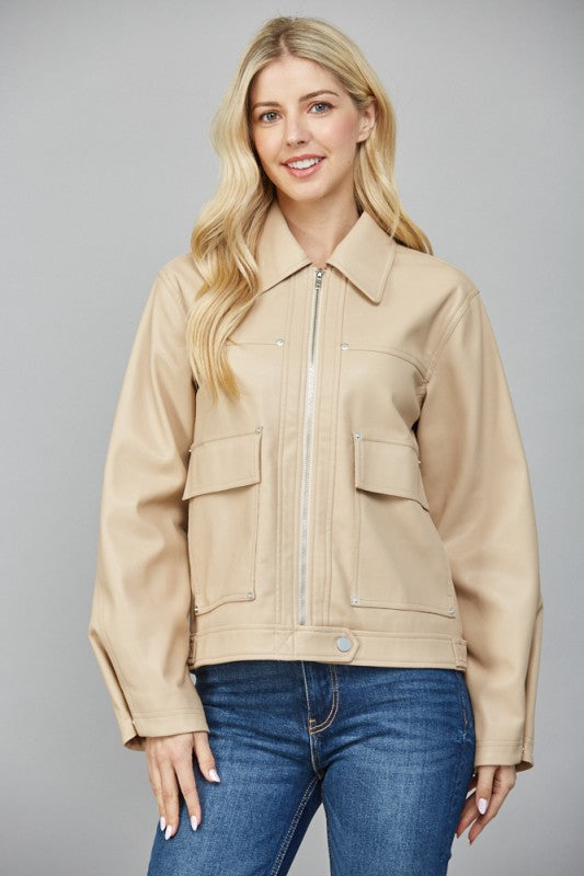 Fawn Faux Lether Jacket