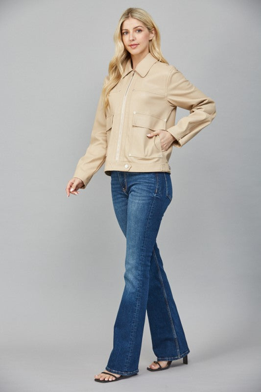 Fawn Faux Lether Jacket