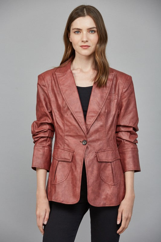 Elevated Faux Leather Blazer
