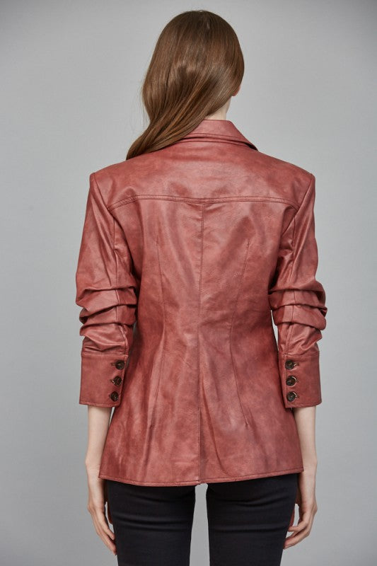 Elevated Faux Leather Blazer