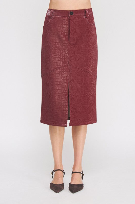 Sophia Snake Leather Skirt
