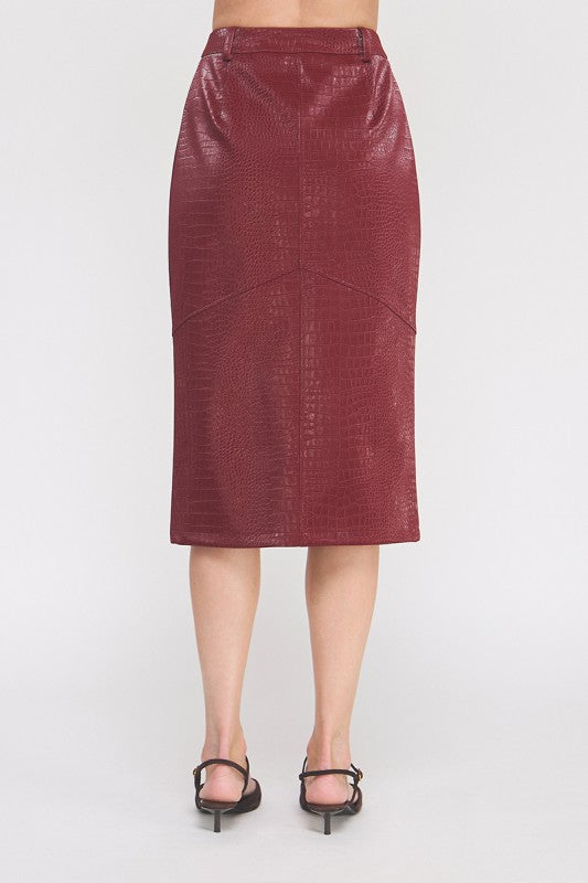 Sophia Snake Leather Skirt