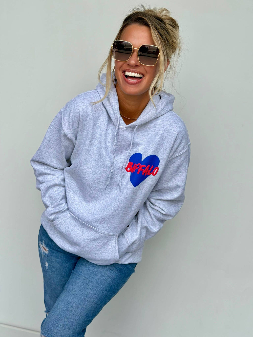 Buffalo Heart Puff Print Hoodie