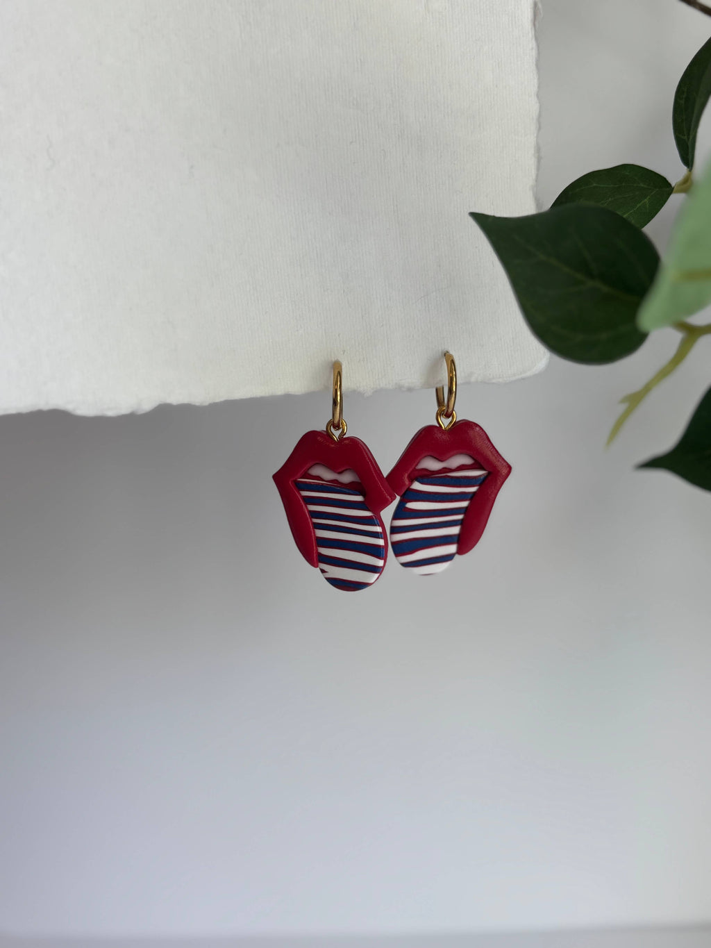 Buffalo Bills dangle earrings, tongue out earrings