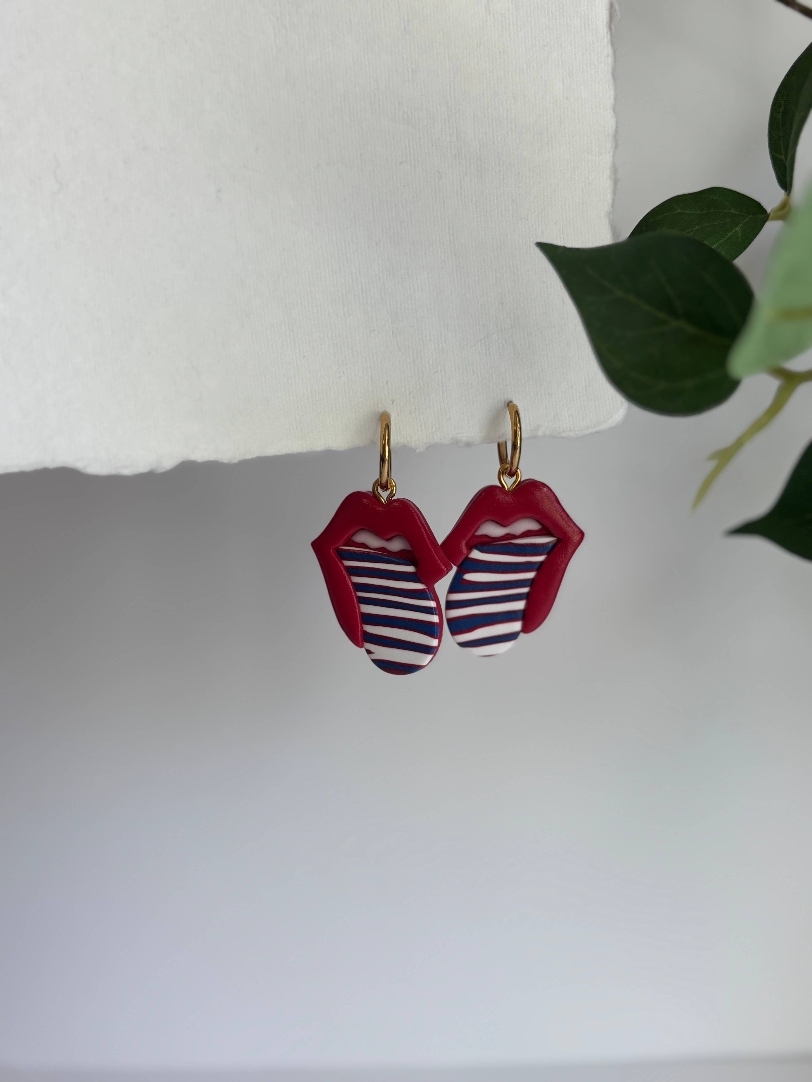 Buffalo Bills dangle earrings, tongue out earrings